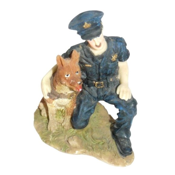 Police Officer & German Shepherd Figurine Hand-Painted Resin Collectible Vintage - Picture 2 of 5